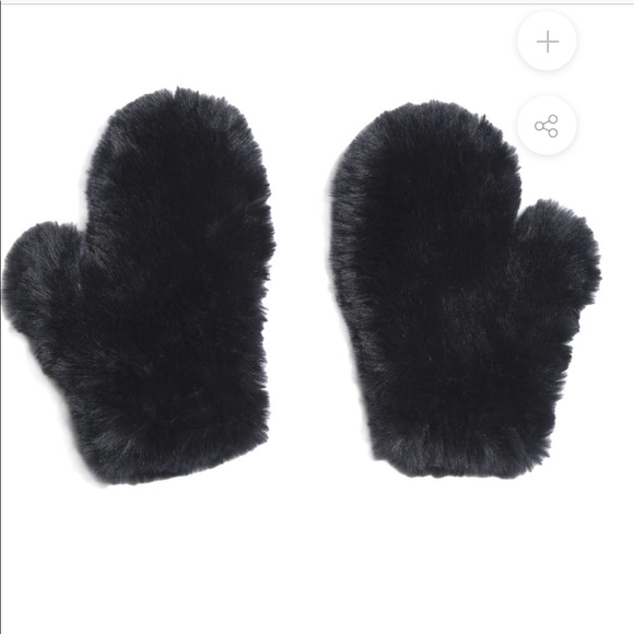 Brand new black faux fur mittens - Picture 4 of 5